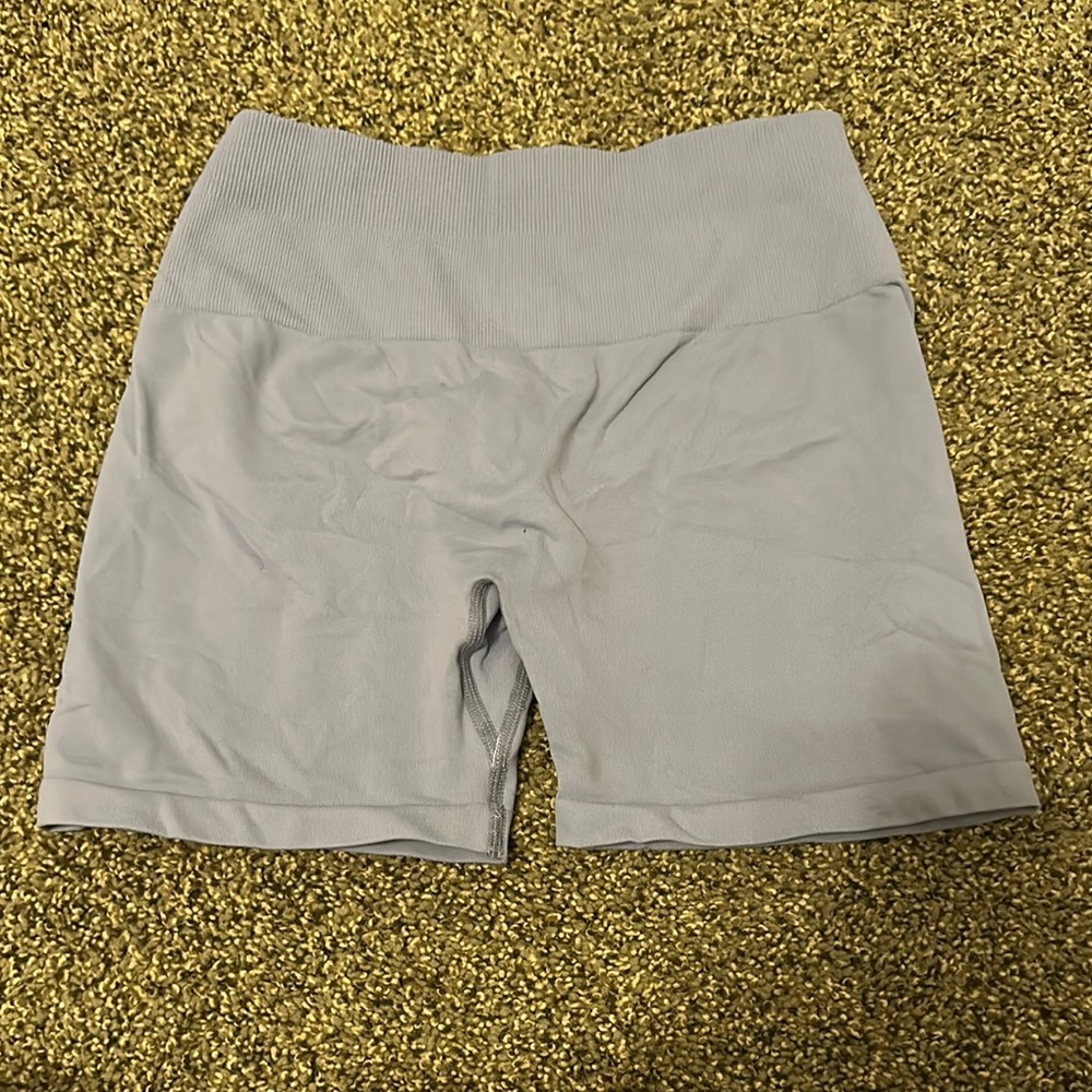 Gray Bike Shorts with Elastic Waistband